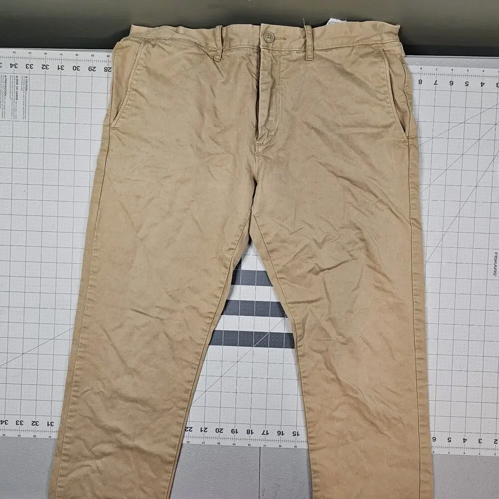 J Crew 484 Pants Mens 36x34 Tan Khaki Broken In Chino Slim Preppy Academia Read
